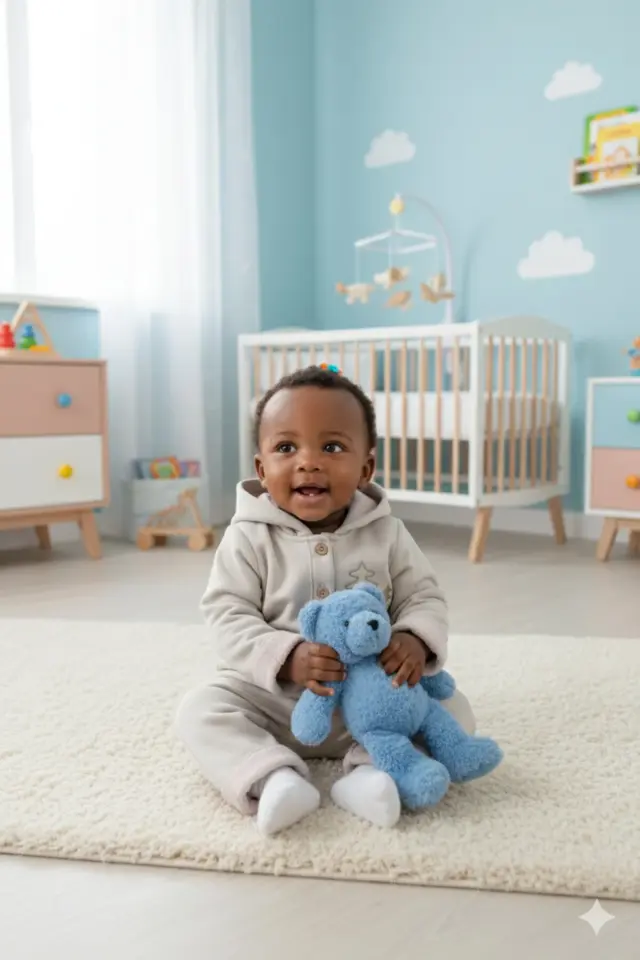 Erkek Bebek Çam Ağaç Nakışlı Gri Kapüşonlu Kanguru Alt Üst Takım (9-12-18 Ay) Seri- 881-Gri