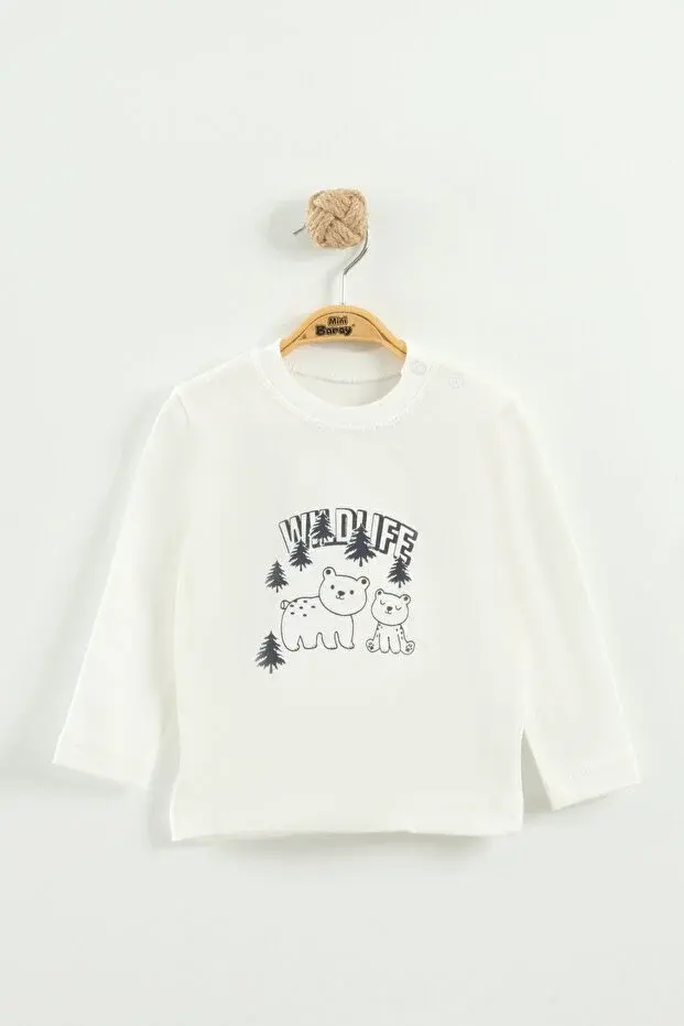 Erkek Çocuk Desenli Mont ve Pantolon 3'lü Takım (9-12-18 Ay) Seri - 1039-Gri