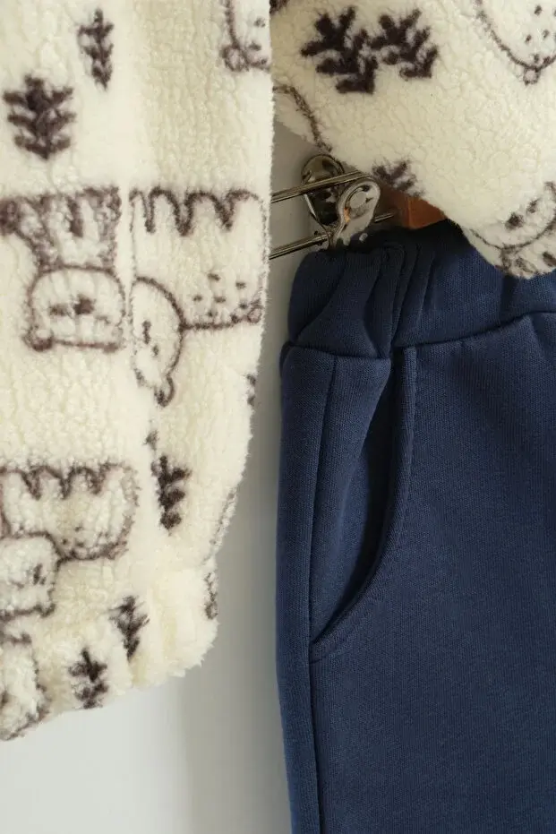 Erkek Çocuk Desenli Mont ve Pantolon 3'lü Takım (9-12-18 Ay) Seri - 1039-Lacivert