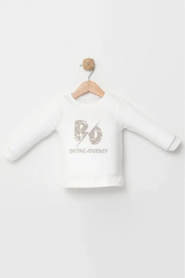 Erkek Bebek Kadife Gömlekli 3’lü Takım (9-12-18 Ay) - Pamuklu & Renk Seçenekli Seri - 1051-krem